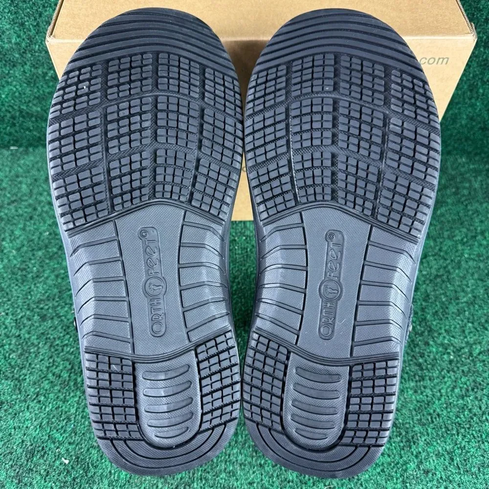 Orthofeet Jupiter Hands-Free Sandals Black Leather Men's Size 14 X-Wide 4E